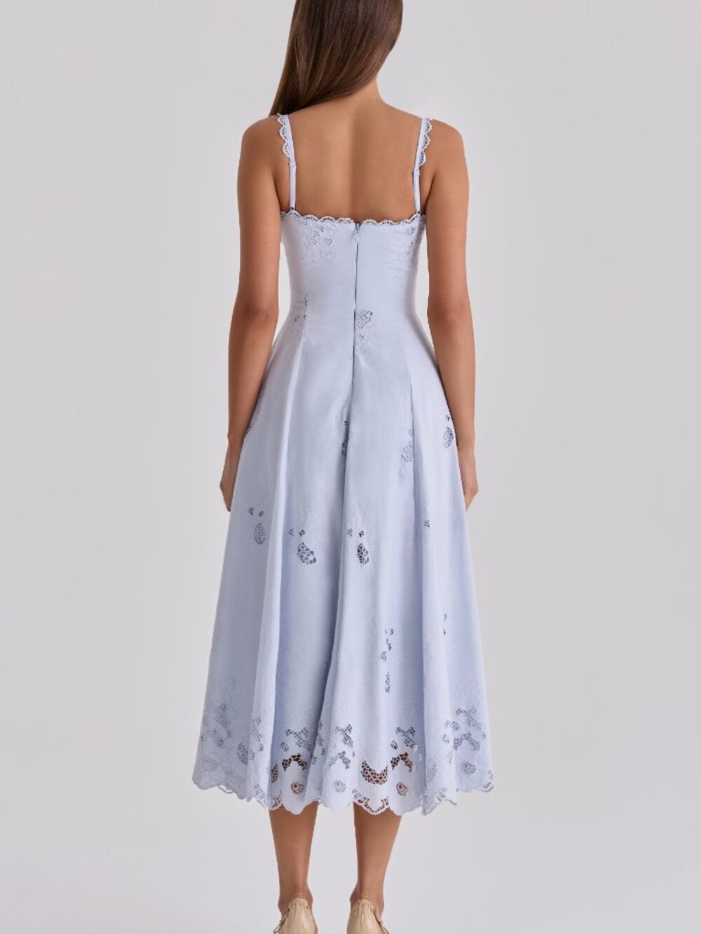House of CB Bluebell Lace + Cotton Broderie Anglais Midi Sundress - Picture 5 of 9